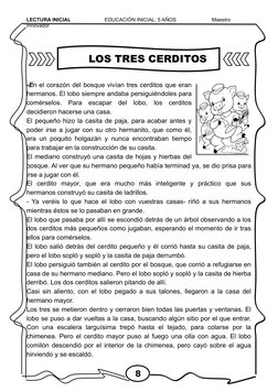 LECTURA INICIAL                      EDUCACIÓN INICIAL: 5 AÑOS                         Maestro 
Innovador
-En el corazón del