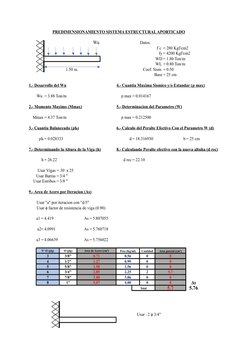 PREDIMENSIONAMIENTO SISTEMA ESTRUCTURAL APORTICADO
Wu
Datos:
f´c = 280 Kgf/cm2
fy = 4200 Kgf/cm2
WD = 1.80 Ton/m
WL = 0.80 To