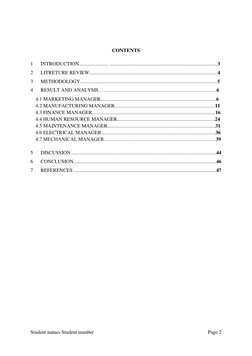 Student names Student number
Page 2
CONTENTS
1
INTRODUCTION....................... ................................