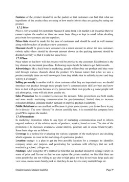 Student names Student number
Page 9
Features of the product should be on the packet so that customers can find that what