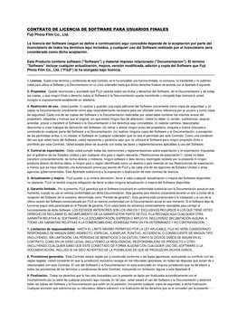 CONTRATO DE LICENCIA DE SOFTWARE PARA USUARIOS FINALES 
Fuji Photo Film Co., Ltd. 
La licencia del Software (según se def