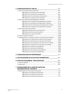 Manual de funcionamiento de la Consola CR 
010-211-30  Fuji Photo Film Co., Ltd. 
 
v 
2005. 10 
3. CONFIGURACIÓN DE TABLAS _