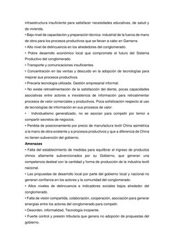 infraestructura insuficiente para satisfacer necesidades educativas, de salud y 
de vivienda. 
• Bajo nivel de capacitación y