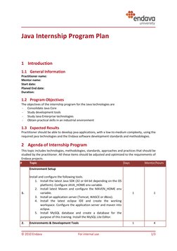 Java Internship Program Plan: 1.1 General Information | PDF | Java ...
