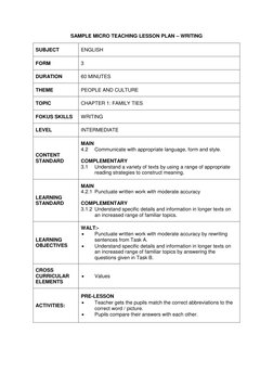 Teaching Points Examples Micro Teaching Lesson Plan: Writing Skills | PDF | Lesson Plan ...