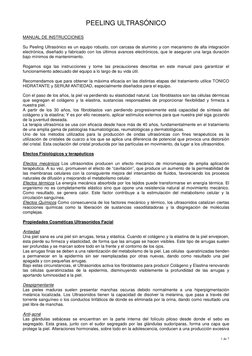 1 de 7 
PEELING ULTRASÓNICO 
 
MANUAL DE INSTRUCCIONES 
 
Su Peeling Ultrasónico es un equipo robusto, con carcasa de alumini