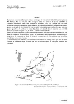 Página 1 de 9 
Ficha de Avaliação 
Ano letivo 2016-2017 
Biologia e Geologia – 11.º ano 
____________________________________