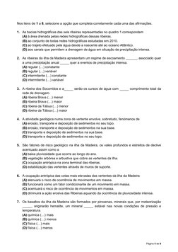 Página 5 de 9 
 
 
Nos itens de 1 a 8, selecione a opção que completa corretamente cada uma das afirmações. 
 
1. As bacias h