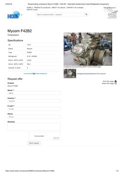 5/9/2019
Reciprocating compressor Mycom F42B2 - HOS BV - Gebruikte Koeltechniek (Used Refrigeration Equipment)
https://www.ho