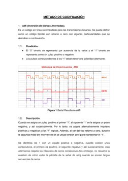 MÉTODO DE CODIFICACIÓN 
 
1. AMI (Inversión de Marcas Alternadas). 
Es un código en línea recomendado para las transmisiones