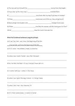 4) The man will hurt himself if he _______________________________ (jump) from that height. 
5) If you clear up this mess now