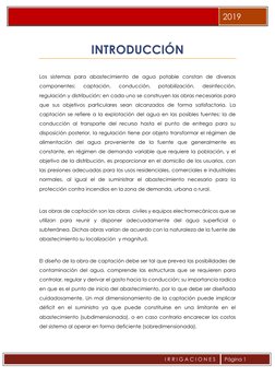 2019 
I R R I G A C I O N E S  
 
Página 1 
 
INTRODUCCIÓN 
 
Los sistemas para abastecimiento de agua potable