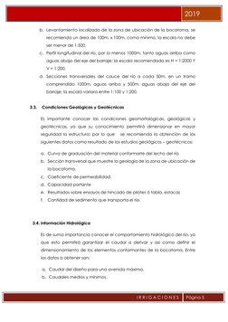 2019 
I R R I G A C I O N E S  
 
Página 5 
b. Levantamiento localizado de la zona de ubicación de la bocatoma