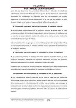 ING.QUIMICA
PORTAFOLIO DE EVIDENCIAS
partir  de  ésta  determinar  los  parámetros  del  controlador  utilizando  el  método