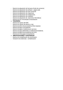 - 
Asiento de adquisición de farmacia (fondo de comercio)  
- 
Asiento de adquisición de software - página web  
- 
Asiento d