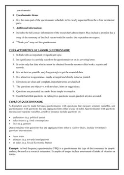 questionnaire. 
4. Questionnaire items: 
 It is the main part of the questionnaire schedule, to be clearly sepa