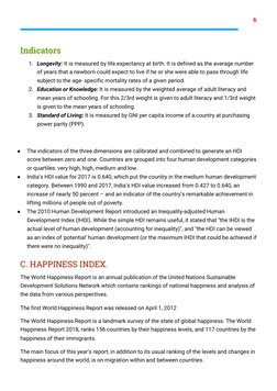 6 
 
Indicators 
1. Longevity:​ It is measured by life expectancy at birth. It is defined as the average number 
of years tha