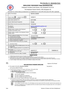 Pf Form Declaration Form EPF Form No. 11 Declaration Guide | PDF | Government | Business