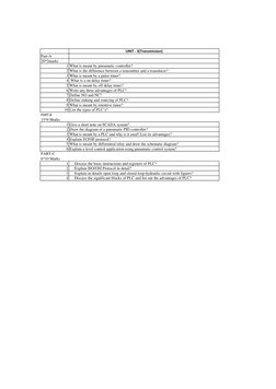 UNIT - 3(Transmission)
Part-A
20*2marks
1 What is meant by pneumatic controller?
2 What is the difference between a transmitt