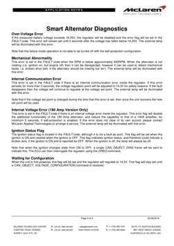 Page 4 of 4 
30/08/2016 
 
 
Smart Alternator Diagnostics 
Over-Voltage Error 
If the measured battery voltage exceed