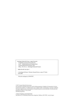 Antología Federal de Poesía : región Noroeste
Compilado por Samuel Arturo Bossini.
1a ed . - Ciudad Autónoma de Bue