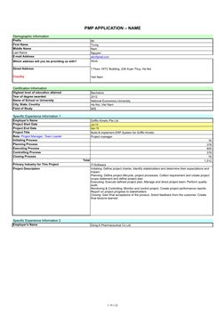 PMP Application Sample with Experience | PDF | Spreadsheet | Logistics