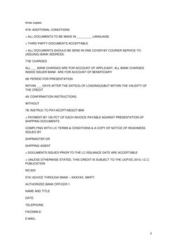 MT700 Swift Message Format Guide | PDF | Letter Of Credit | Payments