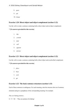 © 2016 Sidney Greenbaum and Gerald Nelson
8.
spare
9.
ask
10. charge
Exercise 1.20 Direct object and object complement (secti