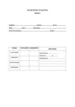 Test de Factor G de Cattell - Escala 1 | PDF