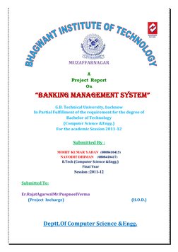 MUZAFFARNAGAR 
 
A 
Project  Report 
On 
    “Banking management system” 
 
G.B. Technical University, Lucknow 
In