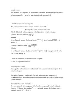 Lista de puntos 
para crear una lista de puntos en la ventana de comandos, primero grafique los puntos 
en la ventana gráfica