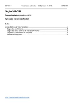 307-01B-1 
Transmissão Automática – 6F35 (Fusion - 11/2010) 
307-01B-1 
 
 
www.cambioautomaticodobrasil.com.br  (http://www.