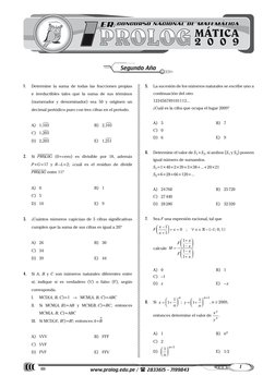 1
PROLOGMÁTICA 2009
www.prolog.edu.pe /  2833615 - 7199843
Segundo Año
1.	
Determine la suma de todas las fracciones propias