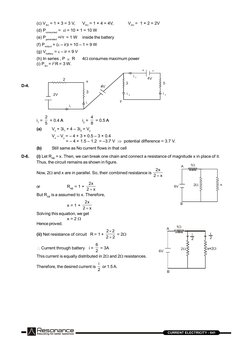 RESONANCE
CURRENT ELECTRICITY - 641
(c) V3 = 1 × 3 = 3 V,
V4 = 1 × 4 = 4V,
V2 =  1 × 2 = 2V
(d) Pconsumed =  i = 10 × 1 =