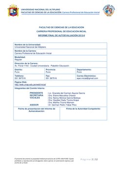 UNIVERSIDAD NACIONAL DEL ALTIPLANO  
FACULTAD DE CIENCIAS DE LA EDUCACIÓN: Carrera Profesional de Educación Inicial