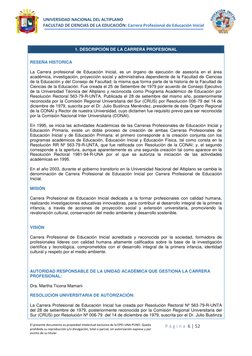 UNIVERSIDAD NACIONAL DEL ALTIPLANO  
FACULTAD DE CIENCIAS DE LA EDUCACIÓN: Carrera Profesional de Educación Inicial