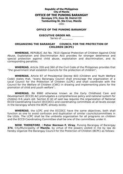 Republic of the Philippines
City of Manila
OFFICE OF THE PUNONG BARANGAY
Barangay 374, Zone 38, District III
Tambunting St. S