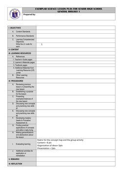 Senior High School Biology Lesson Plan | PDF | Lesson Plan | Education ...