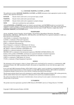 3BSE 002 415R701 Rev A 
3BSE001264/E
Template: 3BSE001286/E
Use of'$1*(5,:$51,1*,&$87,21, and127(
This publication includ