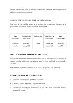 paciente requiere, dado que es un individuo, un paradigma sumamente individualizado con el
cual resolver su problema emociona
