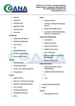 Flat No. 307, 3rd Floor, Annapurna Block,  
Aditya Enclave, Ameerpet, Hyderabad-38. 
Ph: 8340 905 905 / 8340 901 901 
www.gan