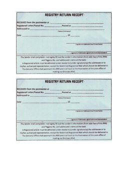 Registry. Return Form.pdf MAILING - Registry Return Receipt | PDF