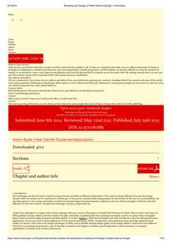 (https://www.intechopen.com/) (https://www.intechopen.com/)6/7/2019
Modeling and Design of Plate Heat Exchanger | IntechOpen