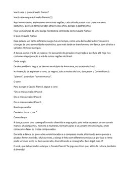 Você sabe o que é Cavalo Piancó? 
Você-sabe-o-que-é-Cavalo-Piancó-(2) 
Aqui no nordeste, assim como em outras regiões, cada c