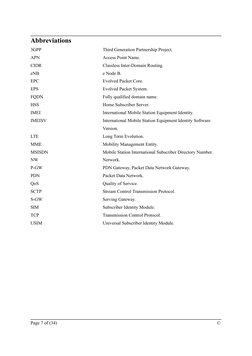 Abbreviations
3GPP
Third Generation Partnership Project.
APN
Access Point Name.
CIDR
Classless Inter-Domain Routing.
eNB
e N