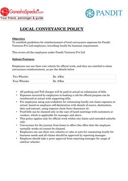                            
                                 
          LOCAL CONVEYANCE POLICY
Objective
To establish guidel