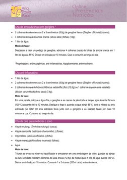 Chá de amora branca com gengibre *
 2 colheres de sobremesa ou 2 a 3 centímetros (8,8g) de gengibre fresco (Zingiber offi