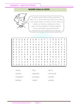 GEOGRAFÍA – QUINTO DE PRIMARIA
REGIÓN CHALA O COSTA
L a  r e g i ó n  n a t u r a l  C h a l a  o  C o s t a  v a  d e