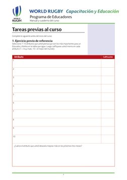 Programa de Educadores
Manual y cuaderno del curso
2
Tareas previas al curso
Complete lo siguiente antes del inicio del curso