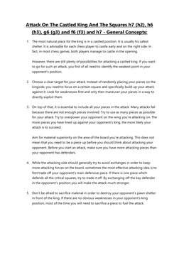 Attack On The Castled King And The Squares h7 (h2), h6 
(h3), g6 (g3) and f6 (f3) and h7 - General Concepts: 
1. The most nat